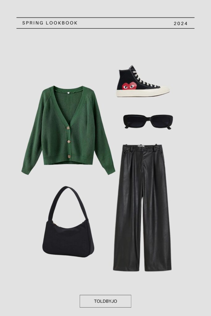 faux leather pants outfit